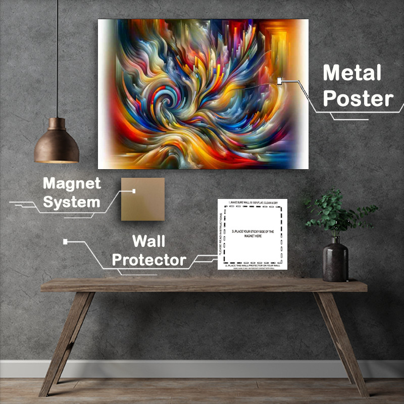 Buy Metal Poster : (Vibrant colors and shapes that evoke a sense of movement)