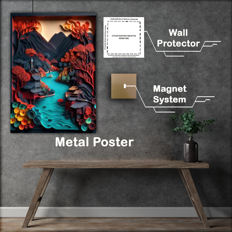 Buy Metal Poster : (Flowing Through History Villages Are Built)