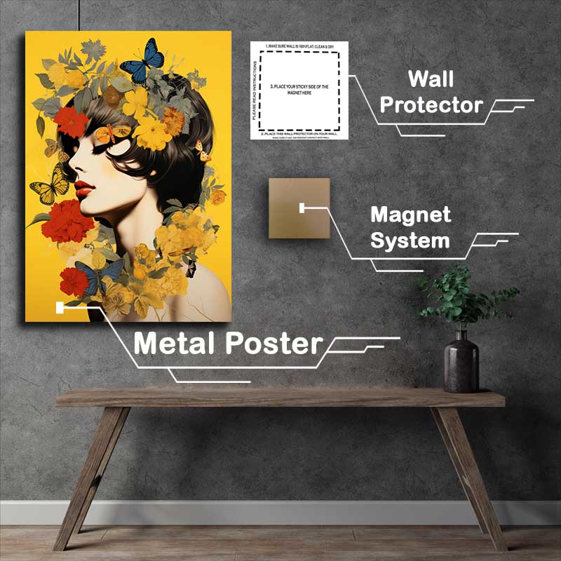 Buy Metal Poster : (Vibrant Identity collage featuring a woman)