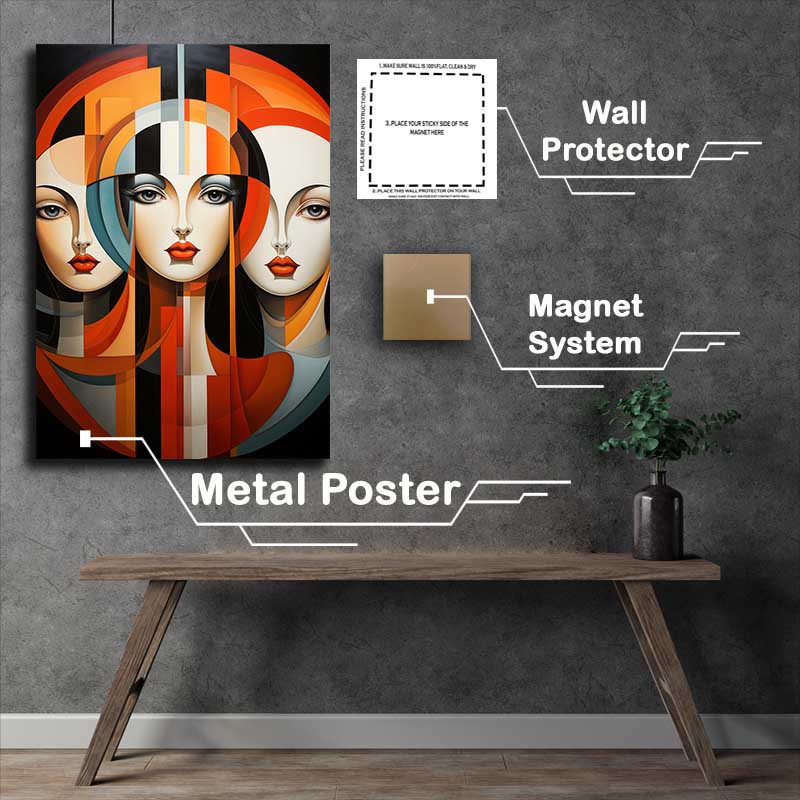Buy Metal Poster : (Vibrant Visions Abstract Faces as a Visual Symphony)