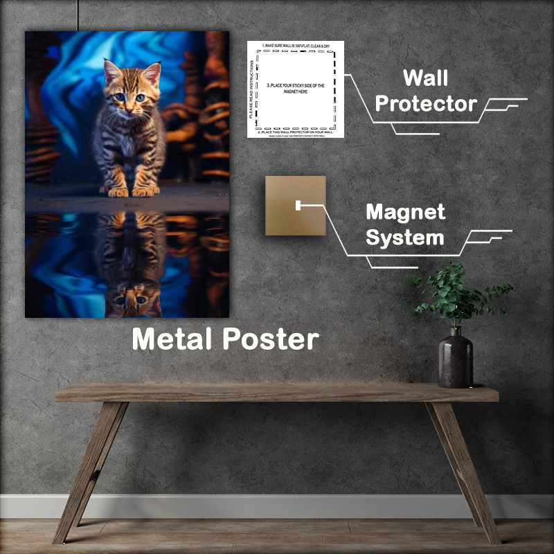 Buy Metal Poster : (Mystical Mews Water Droplet Cats in Artistic Display)