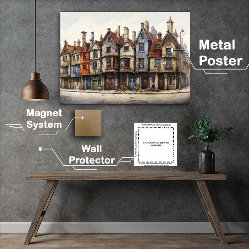 Buy Metal Poster : (Vibrant Village Streets Artful Whimsy Displayed)